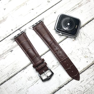 NOUVEAU bracelet en cuir véritable marron pour bracelet Apple Watch, adapté pour 38mm 40mm 42mm 44mm, pour Apple watch series 1 2 3 4 5 6 7 8 image 1