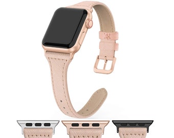 NEW Genuine Pink Leather Apple Watch band, 38mm 40mm 42mm 44mm For Women, For Apple watch bands series 1 2 3 4 5 6 7 8