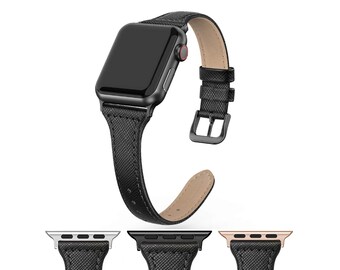 NEW Genuine Black Leather Apple Watch band, 38mm 40mm 42mm 44mm For Women, For Apple watch bands series 1 2 3 4 5 6 7 8