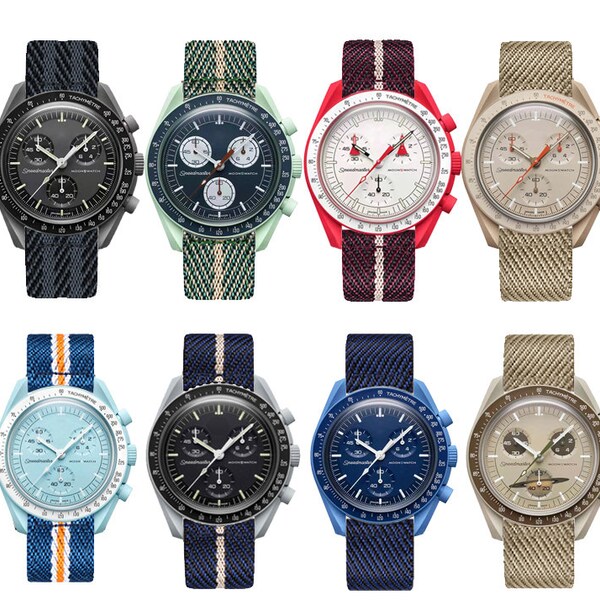Nouveau bracelet de montre en nylon de 18, 20, 22 et 24 mm pour Swatch Omega Speedmaster Joint MoonSwatch Bracelet en nylon souple et étanche