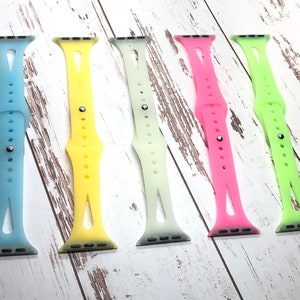 NEW Silicone Green, Pink, Blue and Yellow Strap for Apple Watch band, 38mm 40mm For Women, For Apple watch series 1 2 3 4 5 6 7 8 image 2