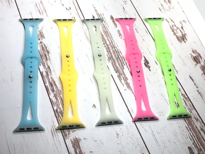 NEW Silicone Green, Pink, Blue and Yellow Strap for Apple Watch band, 38mm 40mm For Women, For Apple watch series 1 2 3 4 5 6 7 8 image 2