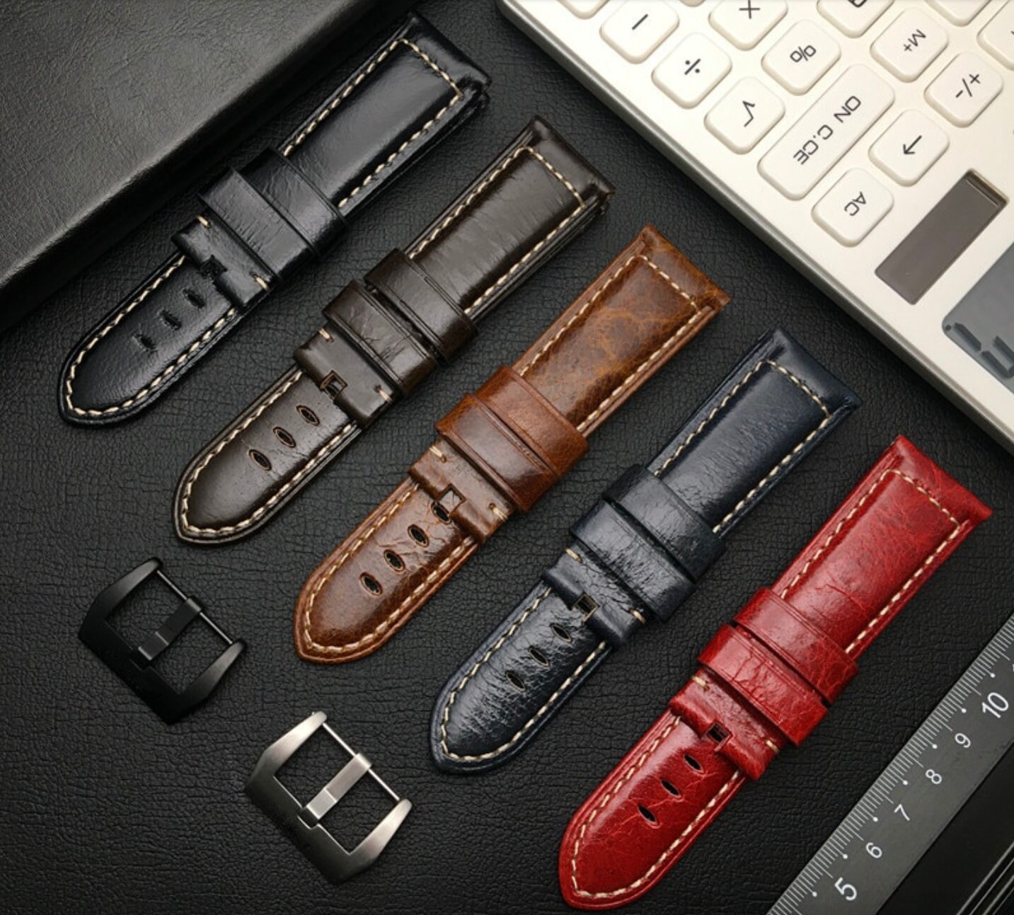 New 22/24/26mm LEATHER BAND STRAP For Panerai Officine High Quality Strap, Blue and Dark Blue watchband fits for Panerai Watch