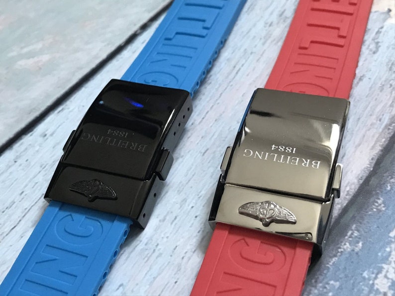 Nouveau bracelet 20/22/24 mm pour bracelet en silicone de haute qualité Breitling, noir, bleu foncé, bracelet rouge pour montre Breitling avec boucle avec boucle image 6