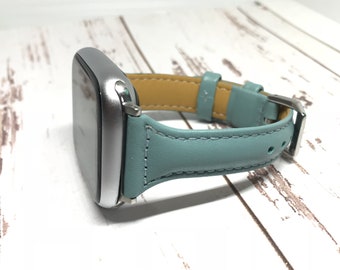 NEW Green blue Genuine Leather Apple Watch band, 38mm 40mm 42mm 44mm For Women, For Apple watch bands series 1 2 3 4 5 6 7 8