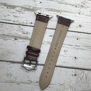 NOUVEAU bracelet en cuir véritable marron pour bracelet Apple Watch, adapté pour 38mm 40mm 42mm 44mm, pour Apple watch series 1 2 3 4 5 6 7 8 image 2