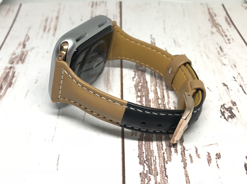 NOUVEAU Brown Black Genuine Leather Apple Watch band, 38mm 40mm 42mm 44mm Pour les femmes, Pour les bandes Apple Watch série 1 2 3 4 5 6 image 1