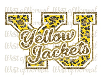 YJ yellow jackets leopard glitter PNG for sublimation