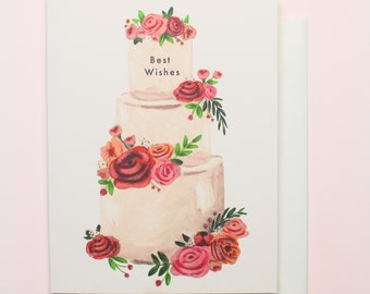 Wedding Cake card, Best Wishes card, Card for newlyweds, Pretty wedding card, Unique wedding card, Happy wedding card, To the happy couple