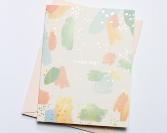 Splattered Gold Thank You Card, Wedding Thank You Cards, Gold, Foil Card