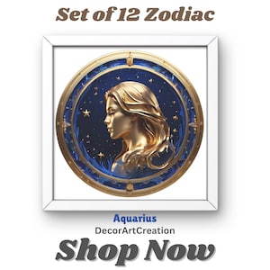 Stunning Aquarius Zodiac Print - Personalized Astrology Art for Aquarius - Unique Aquarius Gift for Home Decor - Aquarius Zodiac Wall Decor