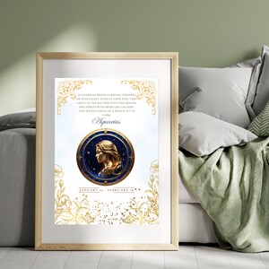 Aquarius Zodiac Sign Wall Art: Elegant Astrology Home Decor (Digital Download)