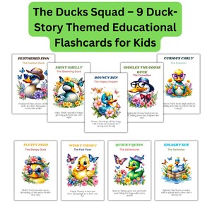 9 Patos Bebê Clipart, Decoração de berçário divertida, Impressões educacionais para crianças, Cartões de pato para impressão de flashcard, Presente de chá de bebê
