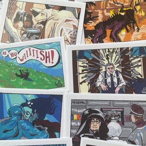 Postales de películas / Postal con pluma Posca sobre acuarela