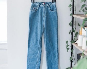 Vintage Tommy Hilfiger Jeans Womens 8 High Rise Straight Logo Waistband 90s