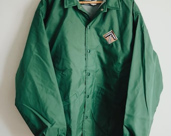 Vintage Dunbrooke Green Coach Jacket | Made in USA Windbreaker | 80s/90s Embroidered Logo “The Material Difference” | Size Large
