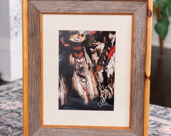 K. Sullivan Signed Native American Dancer Photograph | Rustic Barnwood Frame
