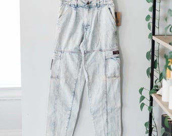 Vintage 1990s Lee Air Gear Snow Wash Cargo Jeans 30x34 NWT Deadstock Y2K Baggy
