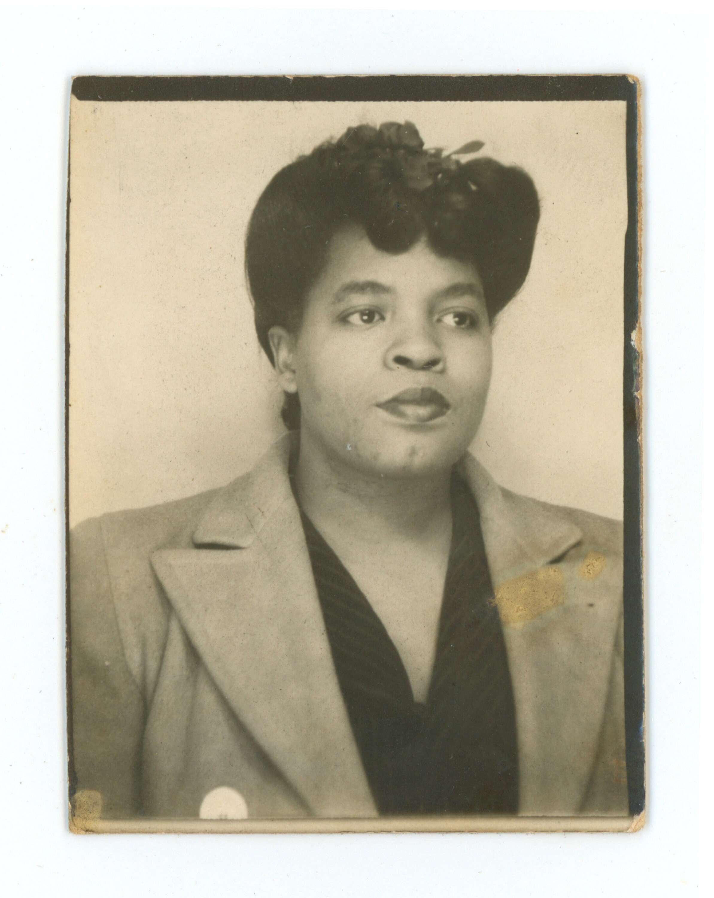 1940's Photo Booth, Vintage African American Woman in Blazer Snapshot ...
