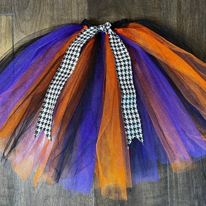 Halloween tutu, fall skirt, tulle skirt, long tutu, halloween skirt, candy corn tutu, girls tulle skirt,pumpkin tutu, toddler tutu