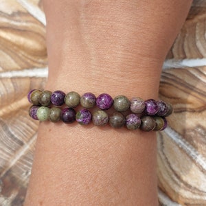 1 Rare Atlantisite Bracelet from Australia, 6.5mm, High Quality | Serpentine and Stichtite | Grounding, Healing, Heart Opening, Protection