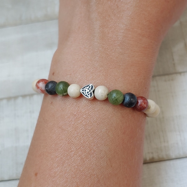 Genuine Mixed Marble Bracelet from Ireland- Connemara, Ulster White, Kilkenny Black & Cork Red Marbles | Wisdom, Grounding, Earth Connection