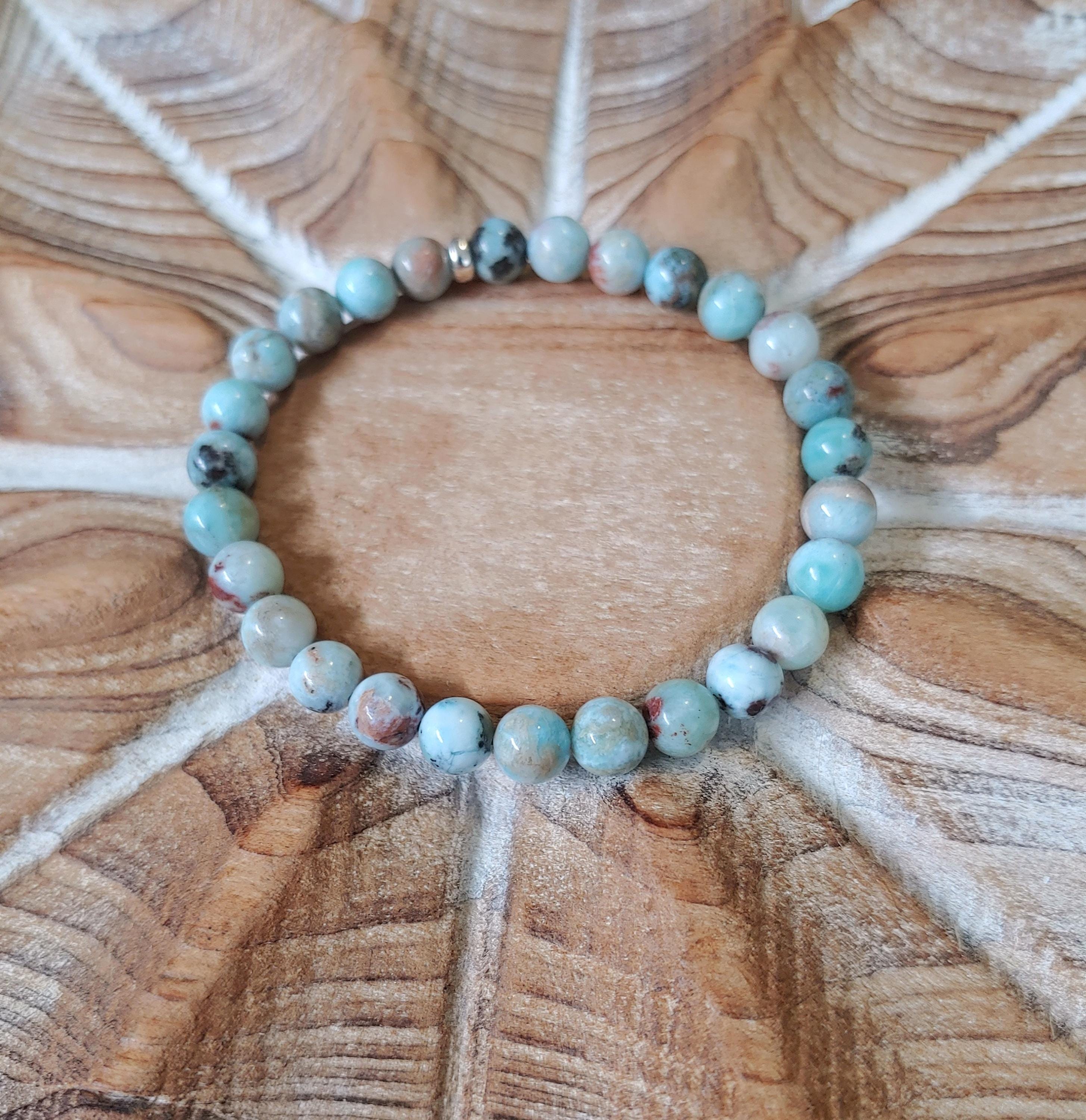 Larimar Bracelet, 6.3mm High Quality Beads from the Dominican Republic…