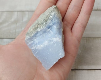 Blue Lace Agate Specimen with Druze from Malawi | Calming, Anxiety Relief, Communication, Authenticity, Supports in Times of Change