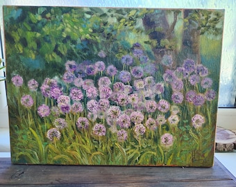 ライラックオリジナル油絵：花の風景画、12x16インチ - Etsy 日本