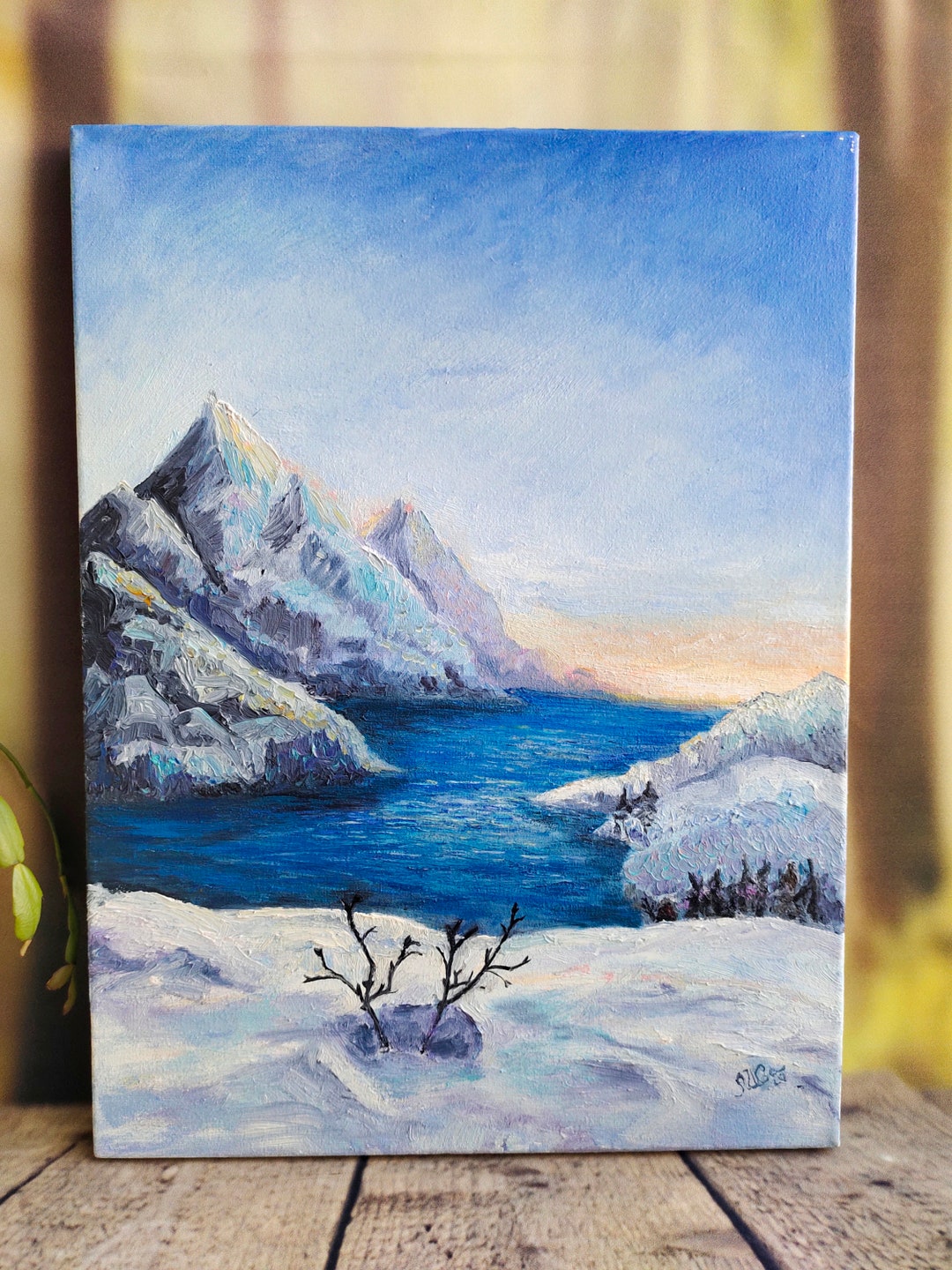 Winter Mountain Lake Original Oil Painting: Landscape Art (12x16) - Etsy