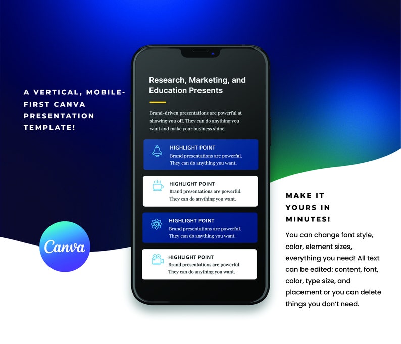 Vertical Canva Presentation Slide Template for Education & Digital