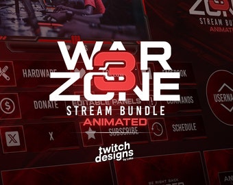 Animated WARZONE 3 Twitch Stream Overlay | Red and Black Bundle