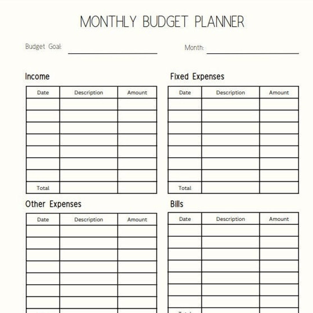 Monthly Budget Planner Printable Monthly Budget Sheet PDF Personal Monthly Budget Planner Printable Monthly Budget Sheet PDF Personal