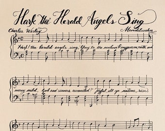 Hark the Herald Engel singen Kalligraphie Noten
