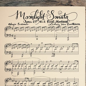Moonlight Sonata Calligraphy Sheet Music