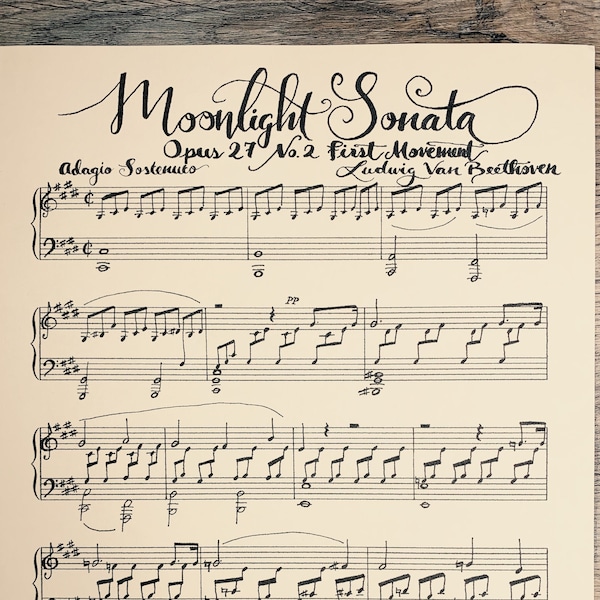 Moonlight Sonata Calligraphy Sheet Music