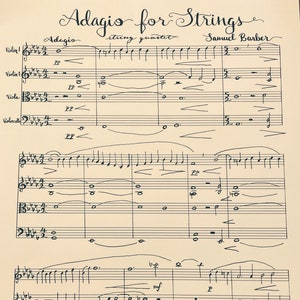 Adagio for Strings Handwritten Sheet Music
