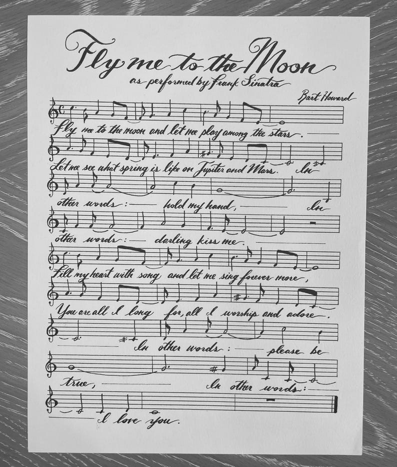 Fly Me to the Moon- Handwritten Sheet Music - Etsy