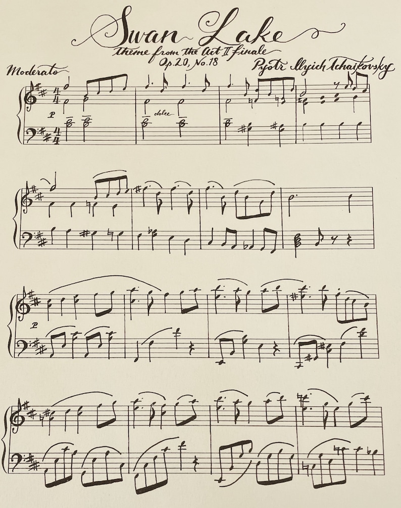 Swan Lake Handwritten Sheet Music - Etsy