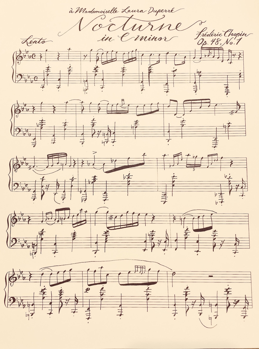 Chopin Nocturne in C Minor- Opus 48 No. 2- Handwritten Sheet Music - Etsy