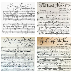 Custom Handwritten Sheet Music: Favorite Song, Wedding Song, Anniversary Gift, Nursery Decoration, Unique, Personalized gift, Christmas