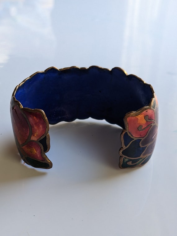 Vintage David Kuo Cloisonne Enamel Cuff Bracelet … - image 3