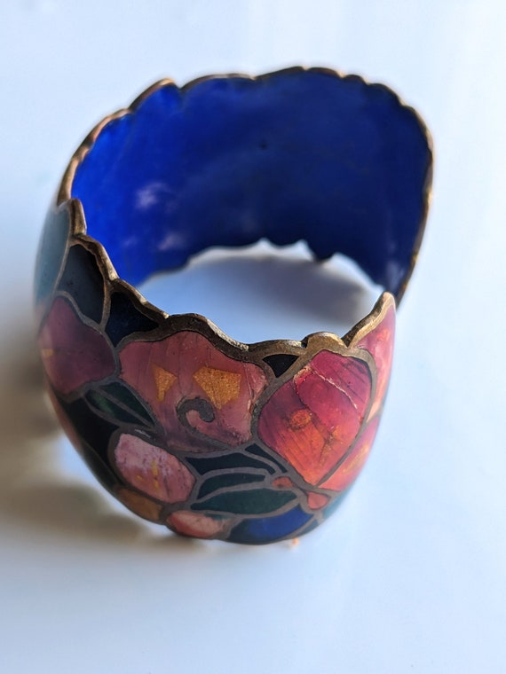 Vintage David Kuo Cloisonne Enamel Cuff Bracelet … - image 4