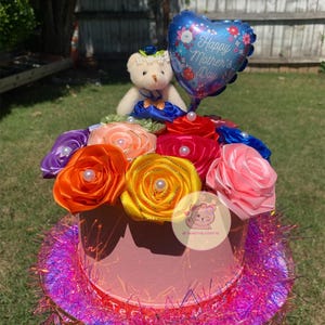Eternal Roses Flower Box, Eternal Roses Ribbons, Eternal rose Gift, Eternal Stain Ribbon Roses, Eternal Roses, Eternal Roses with Teddy