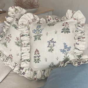 LISA FINE Designer Piped and frilled Cushion Cover Made To Order Vita fabric 45cm sq