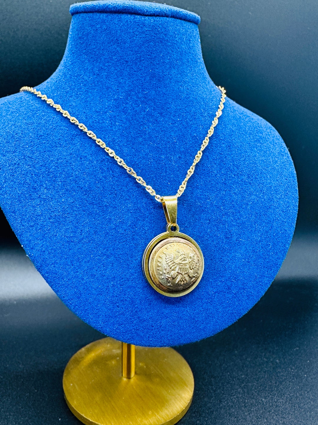 rare-small-culver-military-academy-button-pendant-on-a-cable-chain-etsy