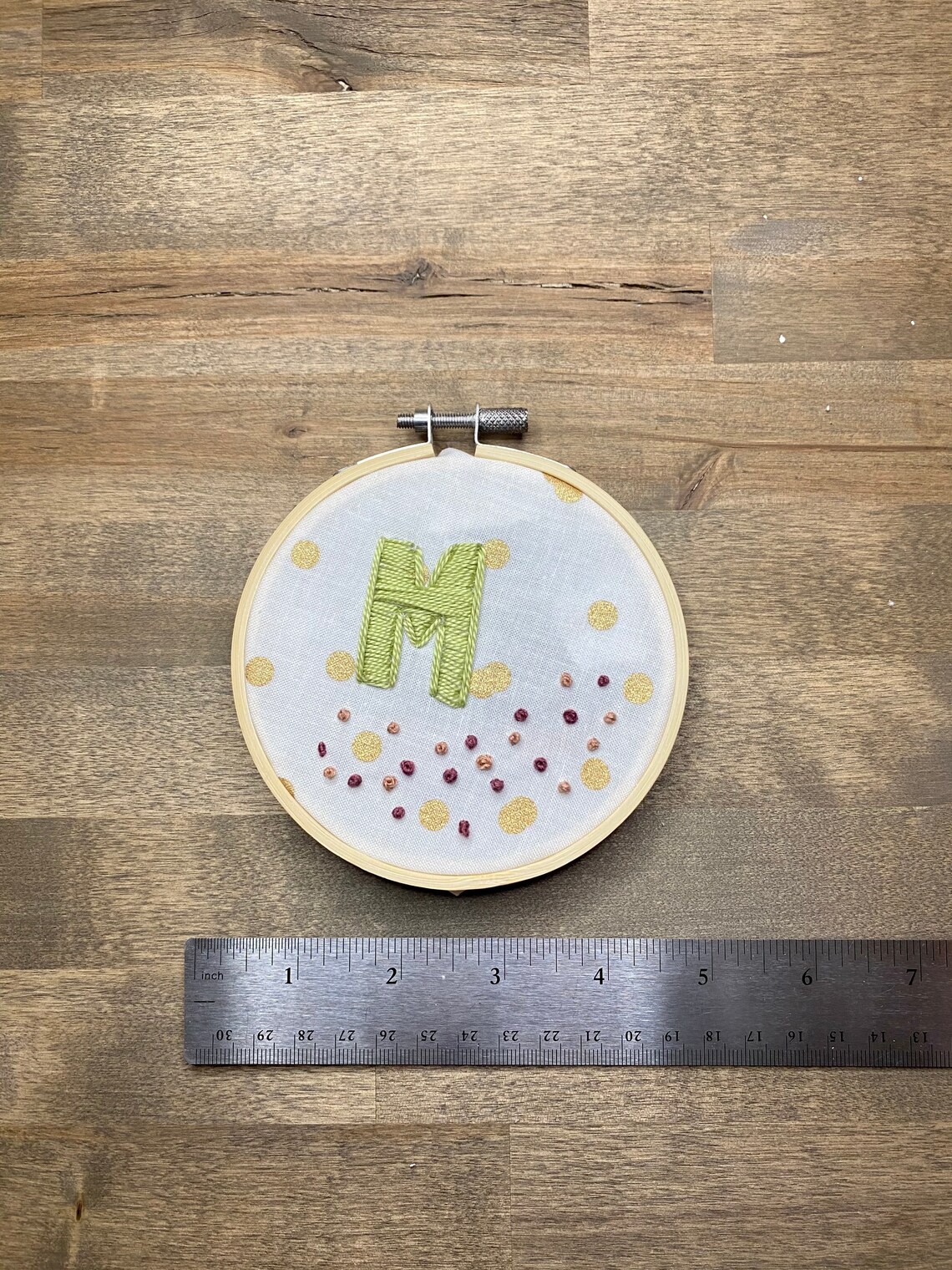 Letter M Embroidery Hoop Initial Stitched Letter Monogram Etsy