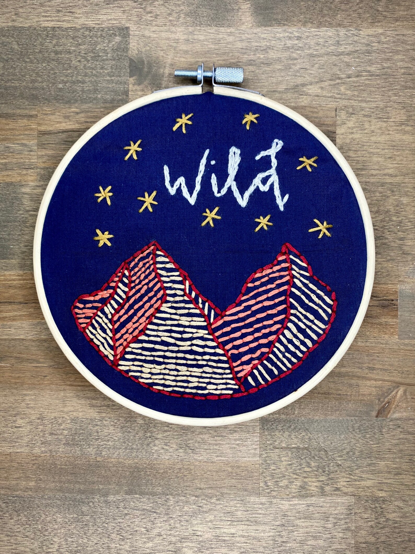 Mountain and Stars Embroidery Hoop Art Hiking Wall Art Etsy
