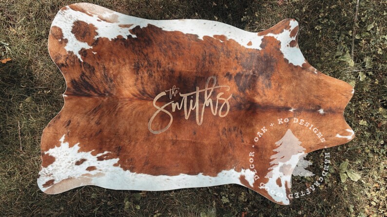 Personalized Cowhide Wedding Backer, Nursery Sign, Rug, Western Decor