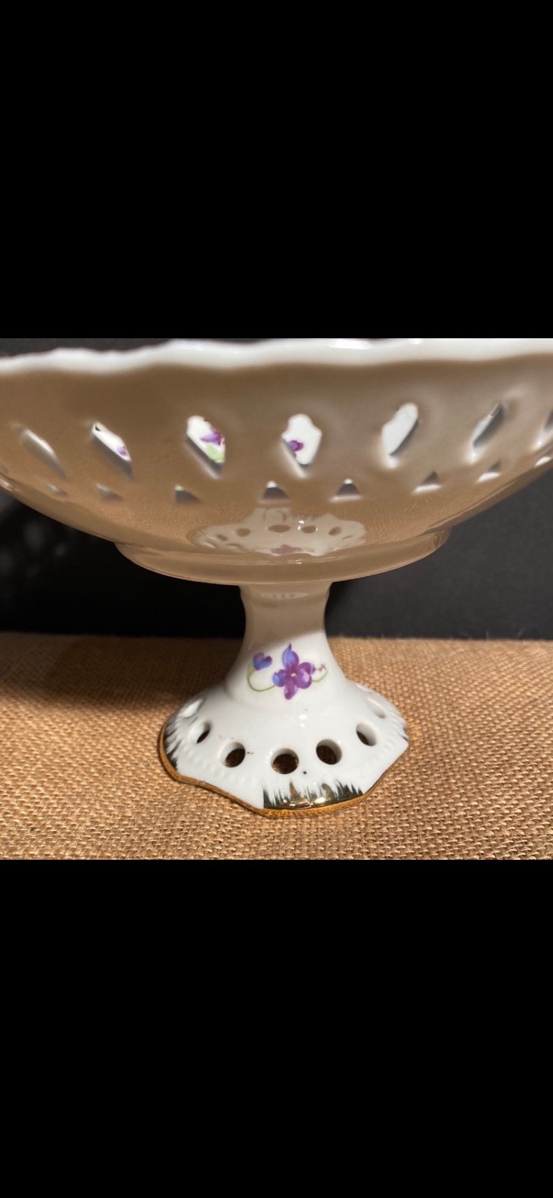 Lefton China hand painted Japan pedestal plate/bowl candy Etsy